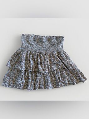 Ultra Flirt Boho Floral Tiered Mini Skirt Smocked Waist Medium